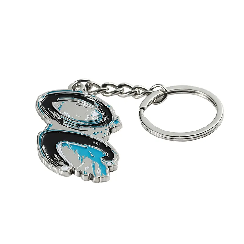 2336-4-Nickel plated blue dot painted irregular keychain 2336-4-Nickel plated blue dot painted irregular keychain