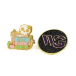 1522-1-Cute skull gold hard enamel badge