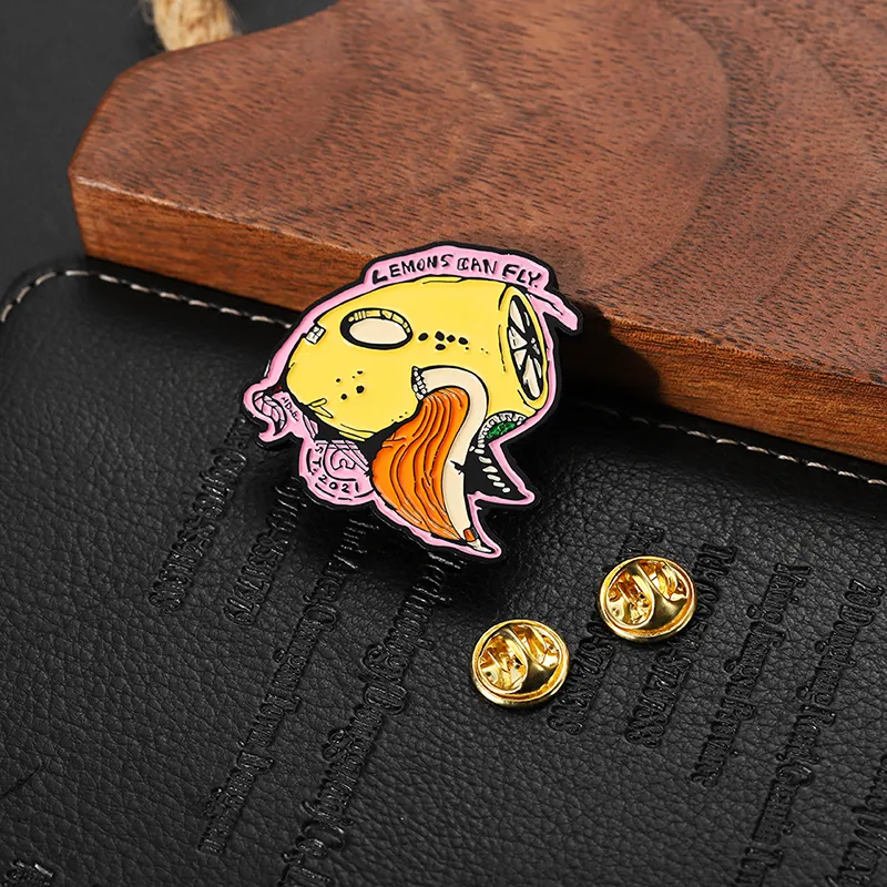 1519-5-Soft enamel lemon art badge