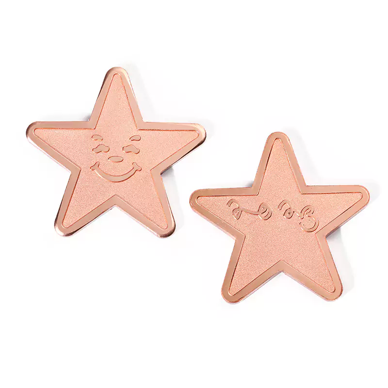 2514-2-Smiley Face and Text Engraved Antique Red Copper Special Shaped Star 2514-2