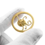 1666-1-Circular Gold Stainless Steel Hollow Badge
