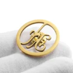 1666-4-Circular Gold Stainless Steel Hollow Badge