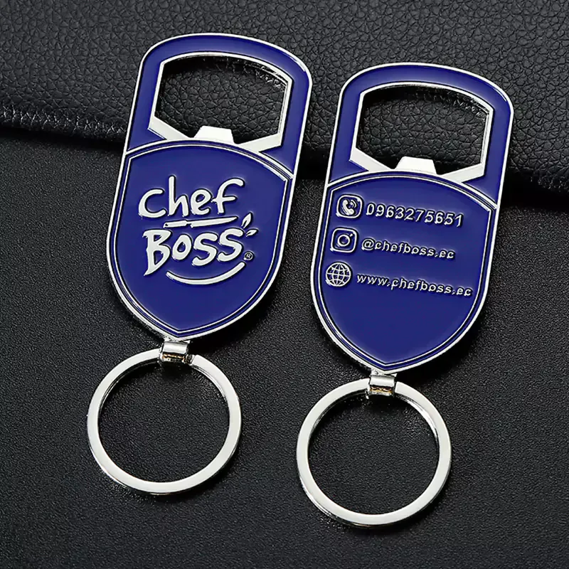2104-8-Head chef blue lacquered silver bottle opener