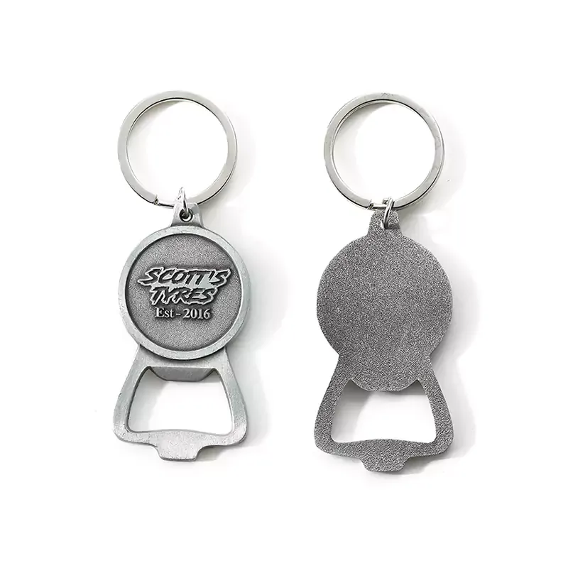 Antique silver embossed-logo bottle opener wholesale custom branding