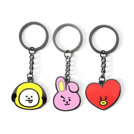 2178-2-Cartoon animal enamel oval-shaped keychain
