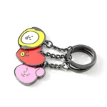 2178-4-Cartoon animal enamel oval-shaped keychain