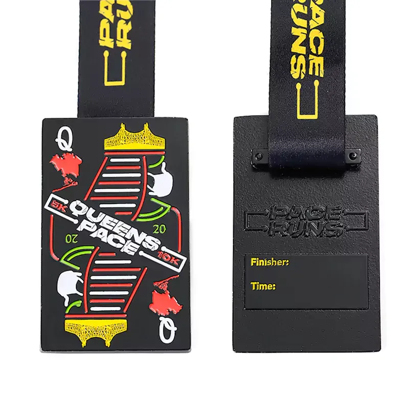 1465-3-Black Square Poker Q Enamel Medal 1465-3-Black Square Poker Q Enamel Medal