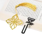 3052-3-Stainless steel hollow tassel bookmark
