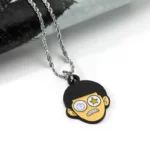 3805-2-Custom-shaped human head enameled pendant with chain