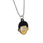 3805-3-Custom-shaped human head enameled pendant with chain