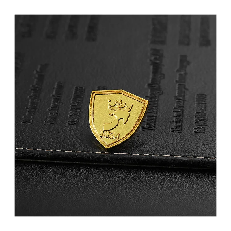 1915-2-Custom Gold Plated Shield Embossed Metal Lapel Pin
