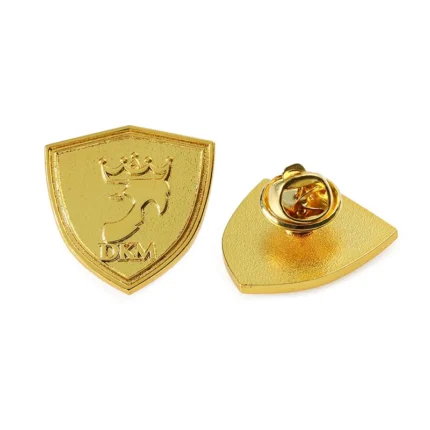 1915-4-Custom Gold Plated Shield Embossed Metal Lapel Pin