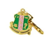 2301-2-AKA Pattern Green Enamel Dog Hook Keychain