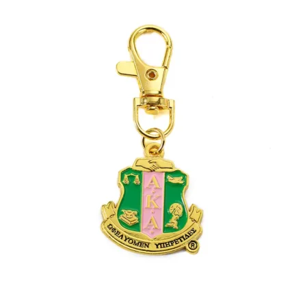 2301-3-AKA Pattern Green Enamel Dog Hook Keychain