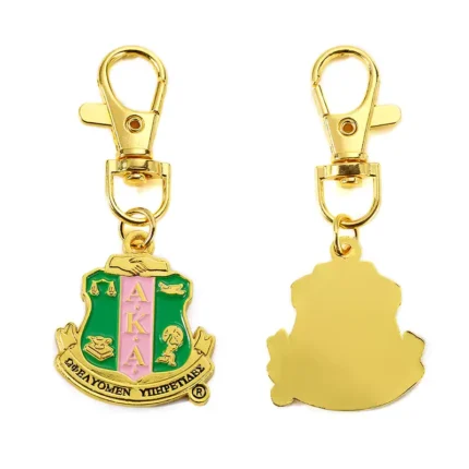 2301-5-AKA Pattern Green Enamel Dog Hook Keychain
