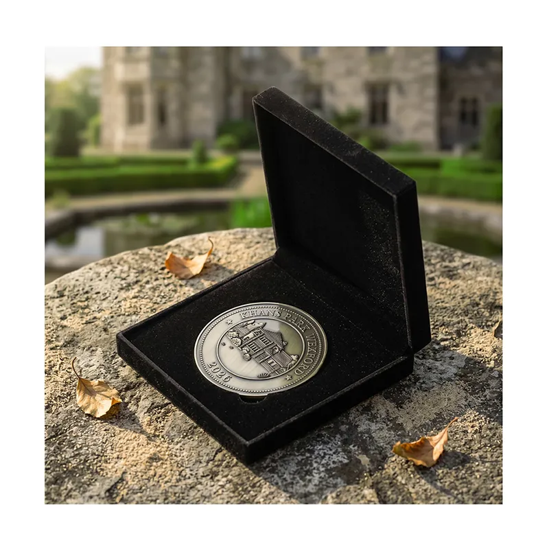 2525-4-Personalized Logo Metal Challenge Coin & Velvet Presentatio