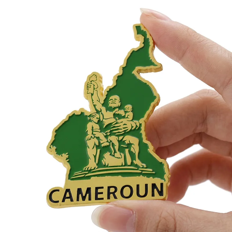 3701-4-Cameroun Map Enamel Fridge Magnet Travel Souvenir