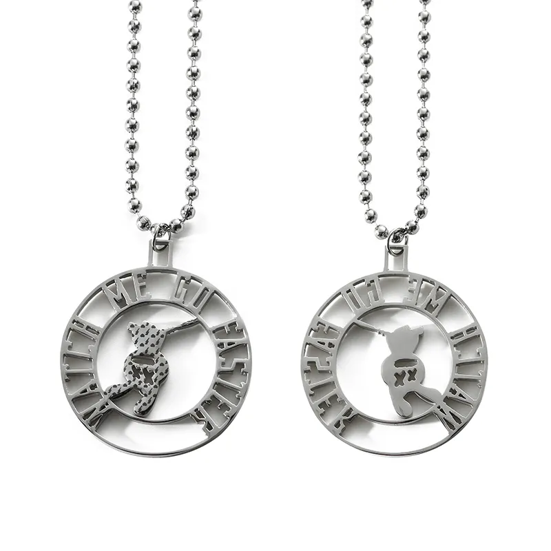 3810-2-Hollow rotating little bear letter necklace