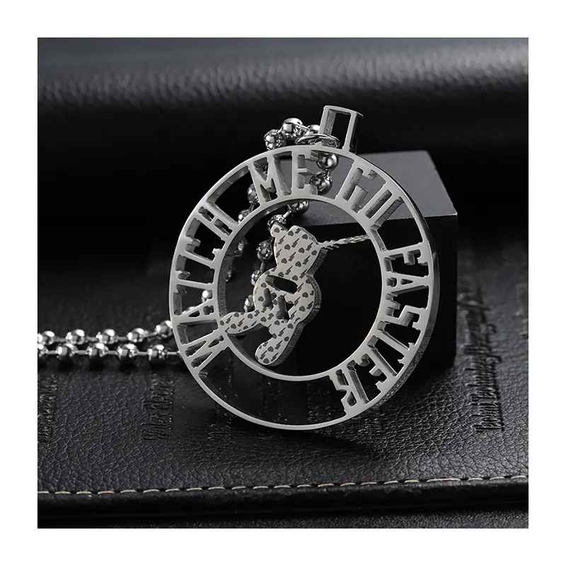 3810-5-Hollow rotating little bear letter necklace